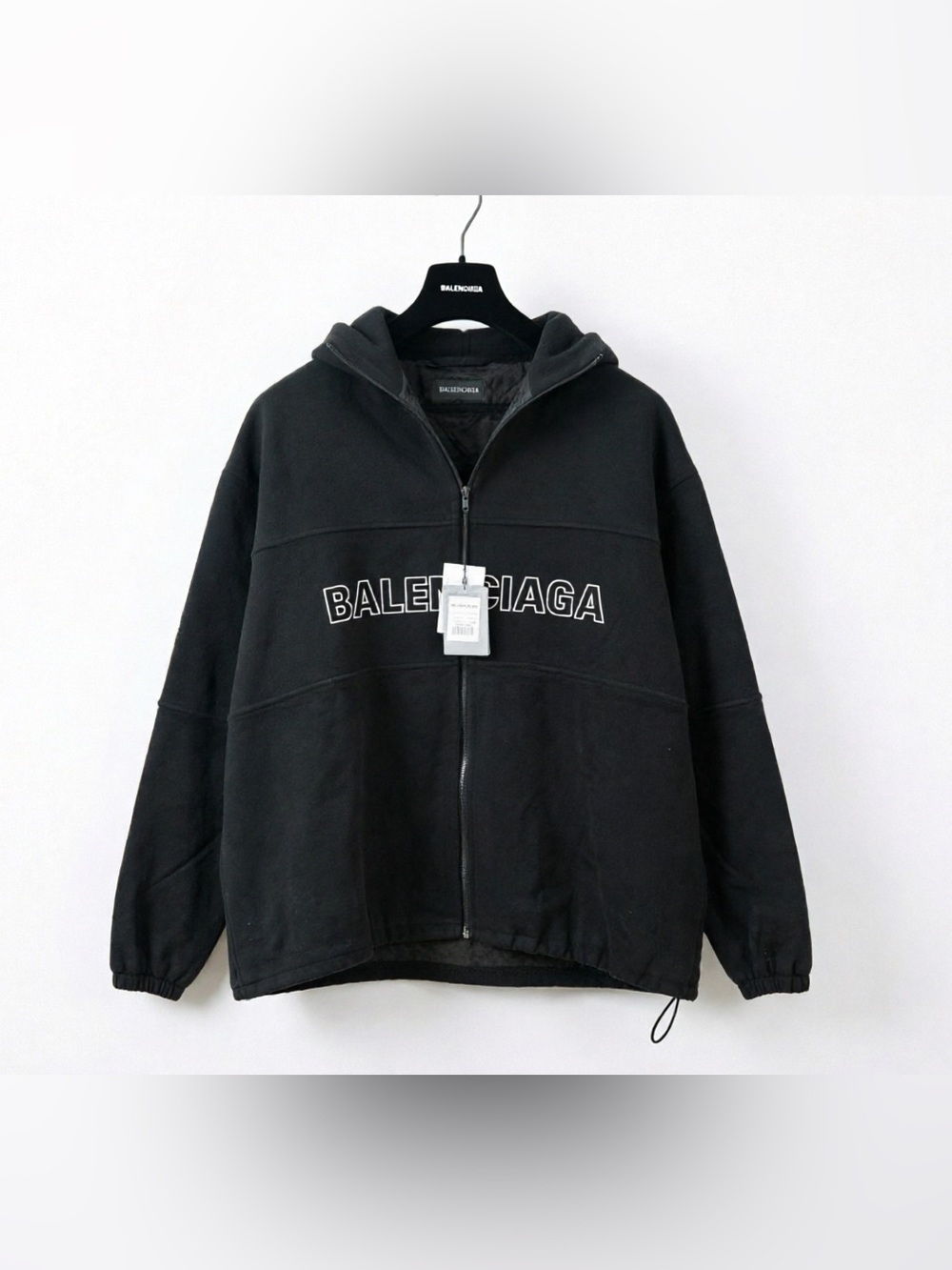 Balenciaga Black Zip-Up Hoodie Jacket with Logo